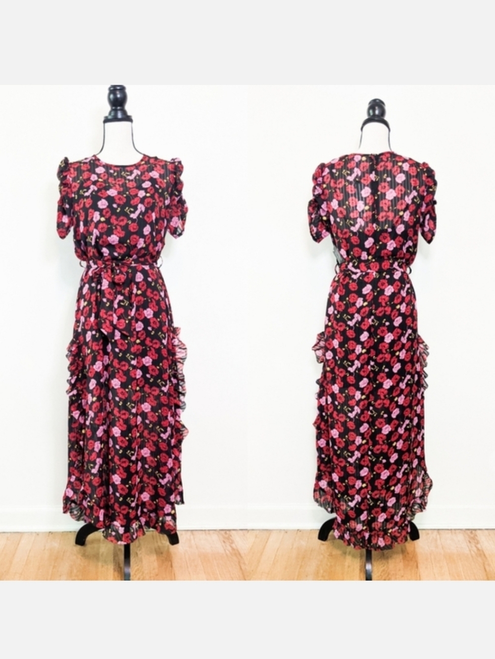 NWT Goldie London Floral Ruffled Maxi Dress
